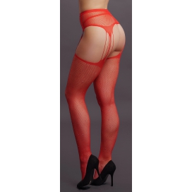 Collant effet porte-jarretelles avec strass Lana - Rouge 2