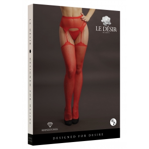 Collant effet porte-jarretelles avec strass Lana - Rouge