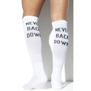 Chaussettes hautes NEVER BACK DOWN Blanches