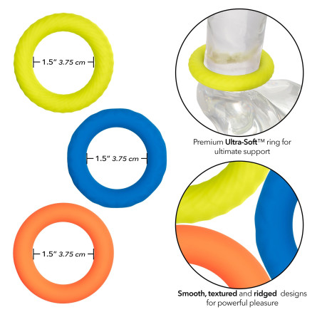 Lot de 3 Cockrings Silicone LINK UP Climax 38mm