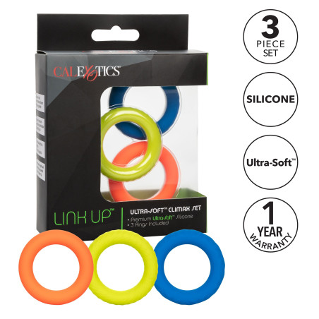 Lot de 3 Cockrings Silicone LINK UP Climax 38mm