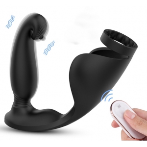 Plug vibrant + Sac à bourses RAPTEUS 11 x 3cm | Anneau 30mm