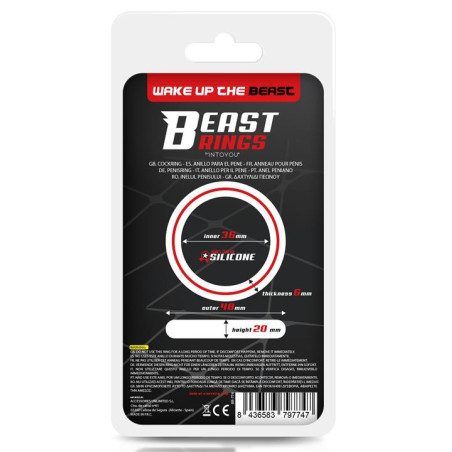 Cockring silicone BEAST RINGS 36mm Noir-Rouge