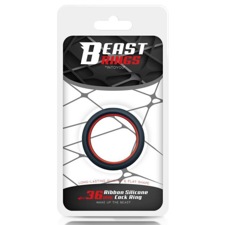 Cockring silicone BEAST RINGS 36mm Noir-Rouge