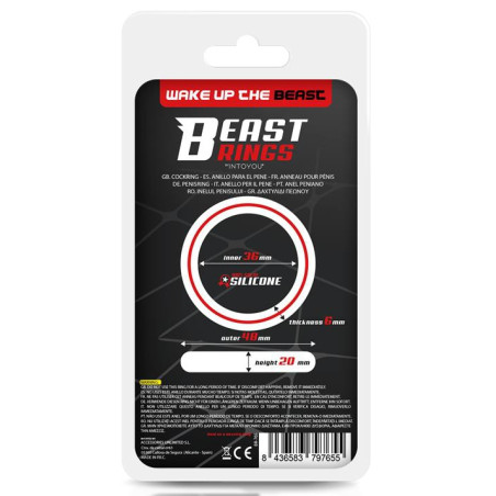 Cockring silicone BEAST RING 36mm Noir-Jaune