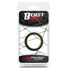 Cockring silicone BEAST RING 36mm Noir-Jaune 2