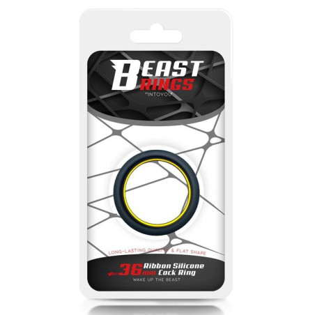 Cockring silicone BEAST RING 36mm Noir-Jaune