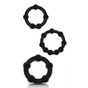 Lot de 3 Mini cockrings souples BEADED SET Noirs