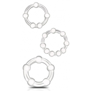 Lot de 3 Mini cockrings souples BEADED SET Transparents