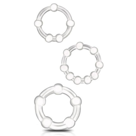 Lot de 3 Mini cockrings souples BEADED SET Transparents