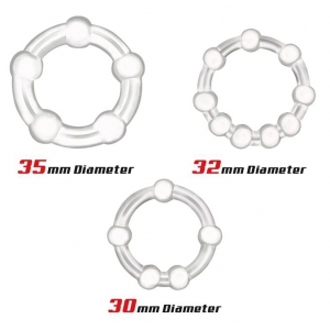 Lot de 3 Mini cockrings souples BEADED SET Transparents