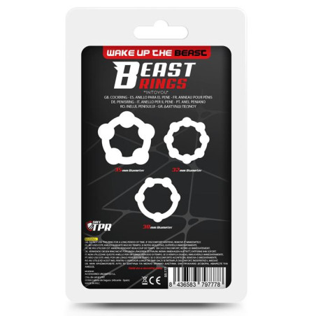 Lot de 3 Mini cockrings souples BEADED SET Transparents