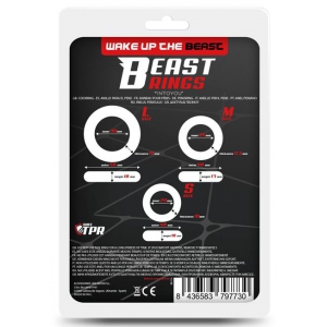 Lot de 3 cockrings souples BEAST Noirs