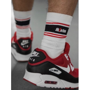 Chaussettes blanches Sk8erboy Deluxe Blanc-Rouge