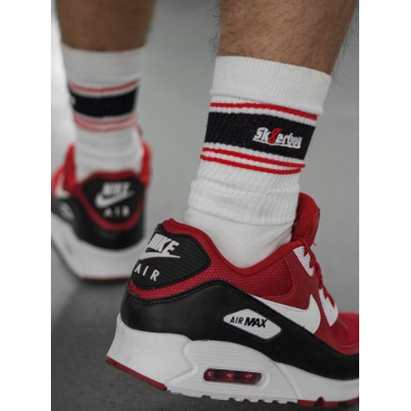 Chaussettes blanches Sk8erboy Deluxe Blanc-Rouge