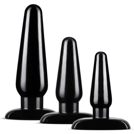 Kit de 3 Plugs Anal Adventures BASIC Noir