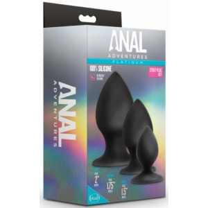 Lot de 3 Plugs Anal Adventures STOUT Noirs