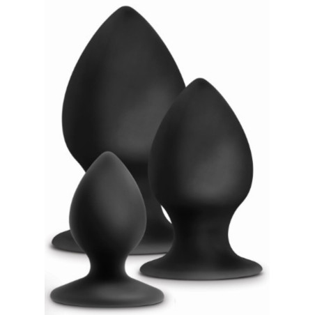 Lot de 3 Plugs Anal Adventures STOUT Noirs