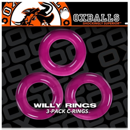 Lot de 3 cockrings Oxballs WILLY RINGS Rose