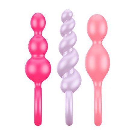 Lot de 3 Plugs Silicone BOOTY CALL Satisfyer 9 x 2.5cm Roses
