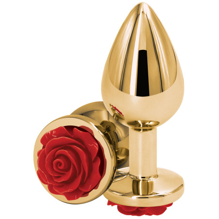 Plug Bijou REAR M 7 x 3.4cm Doré-Rouge