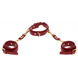Collier D-RING + Menottes de poignets TABOOM Rouge 2