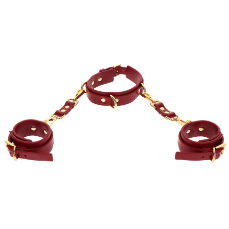 Collier D-RING + Menottes de poignets TABOOM Rouge