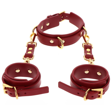 Collier D-RING + Menottes de poignets TABOOM Rouge