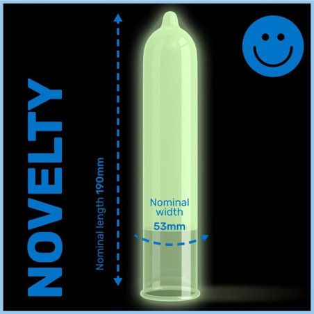 Préservatifs phosphorescents GLOW 53 mm | Boîte de 12