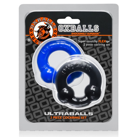 Pack cockrings oxballs Ultraballs noir et bleu avec 2.5c de diamètre