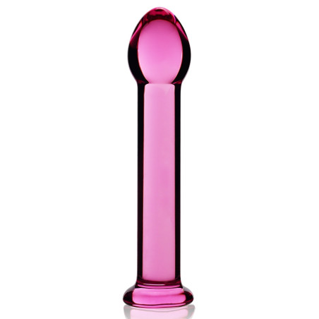 Gode en verre ROMANCE Right 15 x 3.3cm Rose