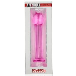 Gode en verre ROMANCE Right 15 x 3.3cm Rose