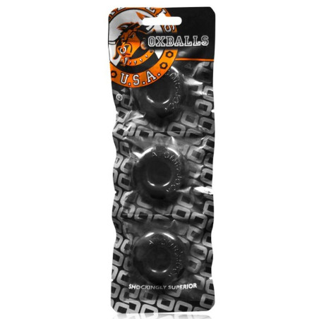 Pack de 3 mini cockrings Oxballs noirs pour serrer le sexe