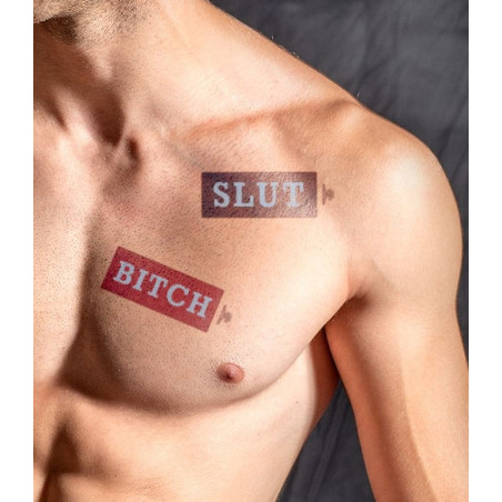 Tatouage éphémère MrB SLUT / BITCH 15 x 5cm