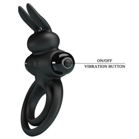 Cockring vibrant DICK RABBIT Pretty Love 25mm Noir
