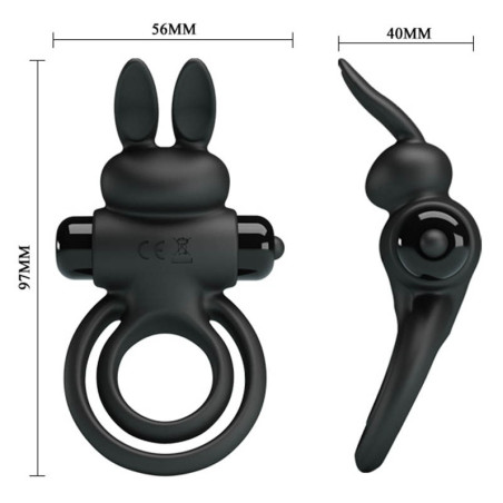 Cockring vibrant DICK RABBIT Pretty Love 25mm Noir