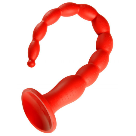 Gode long STRETCH WORM N°2 - 40 x 4cm Rouge