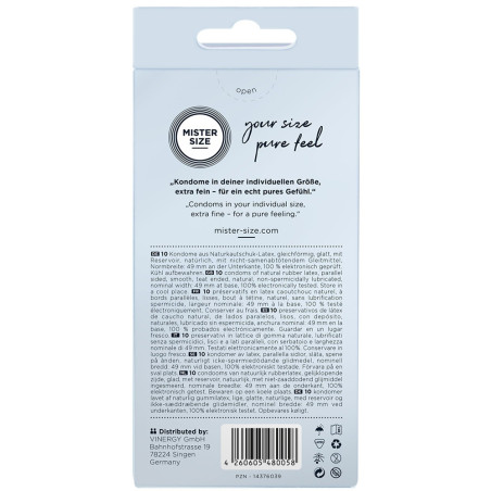 Préservatifs MISTER SIZE 49 mm | Boîte de 10