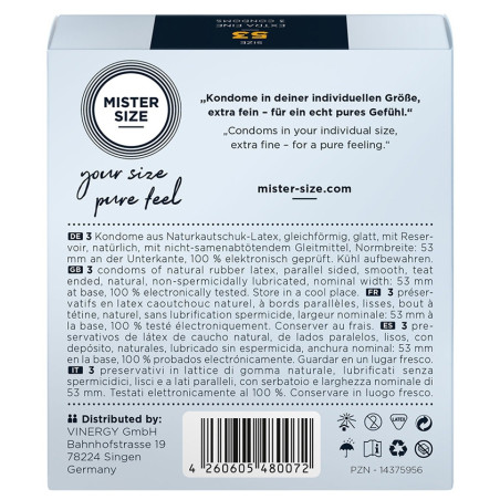 Préservatifs MISTER SIZE 53 mm | Boîte de 3