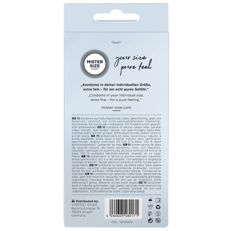 Préservatifs larges MISTER SIZE 64 mm | Boîte de 10