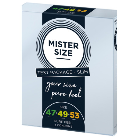 Préservatifs MISTER SIZE Échantillon 3 tailles 47, 49 et 53mm x3