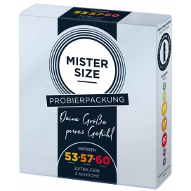 Préservatifs MISTER SIZE Échantillon 3 tailles 53, 57 et 60mm x3 2
