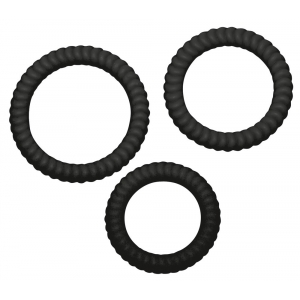 Lot de 3 cockrings silicone LUST Noirs