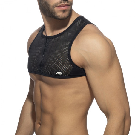 Crop Top MESH-ZIP Noir