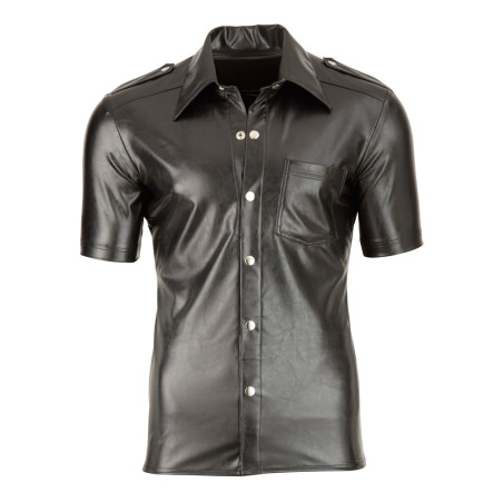 Chemise LEO imitation Cuir Noir