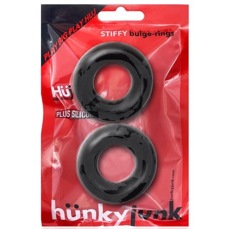 Lot de 2 Cockring Silicone STIFFY Bulge Noirs