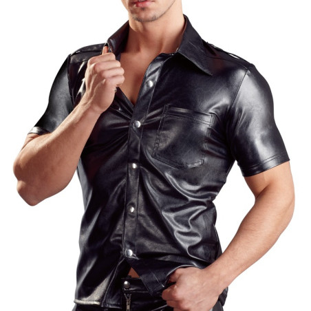 Chemise LEO imitation Cuir Noir