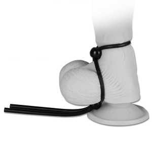 Cockring ajustable noir avec 2 boules de serrage