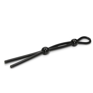 Cockring ajustable noir avec 2 boules de serrage
