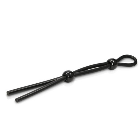 Cockring ajustable noir avec 2 boules de serrage